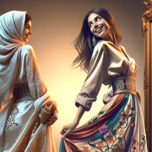 بنوته ومامتها تقوم بعرض الازياء مابين القدامه والحداثه